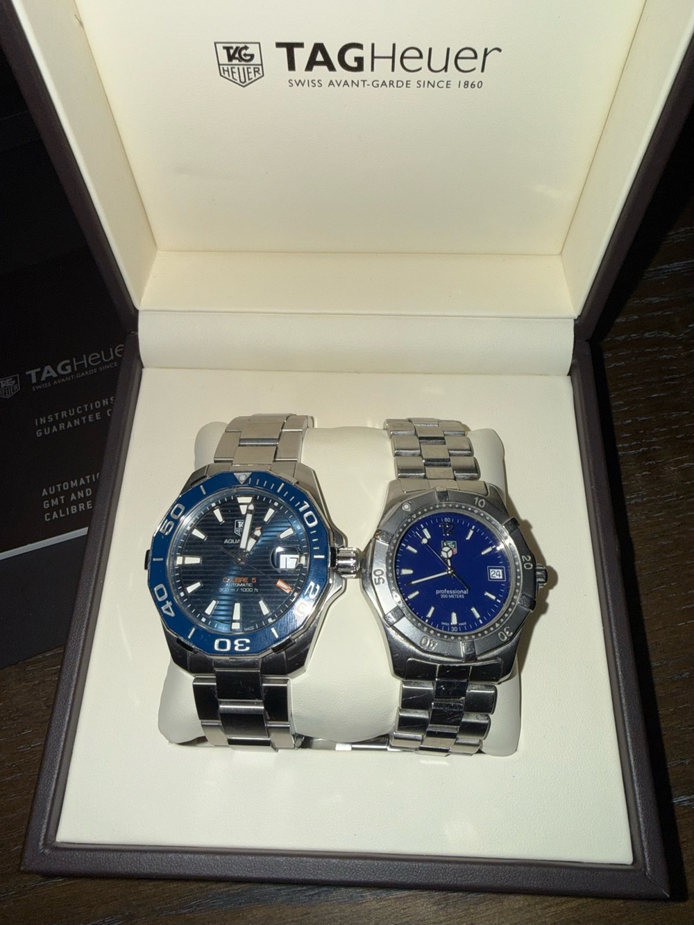 TAG Heuer Men's Dual Blue Dial Stainless Steel Watches Set